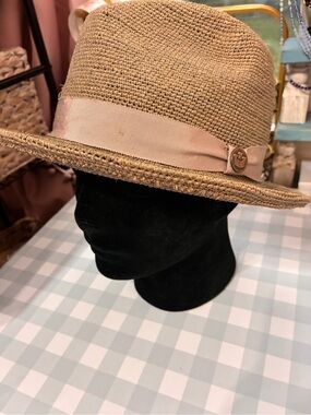 Goorin Bros Mr. Park Tan Straw Fedora with Blush Band hat size L